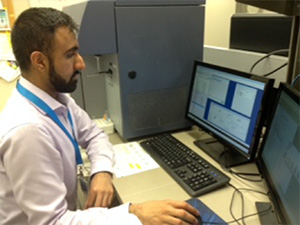 Researcher at computer